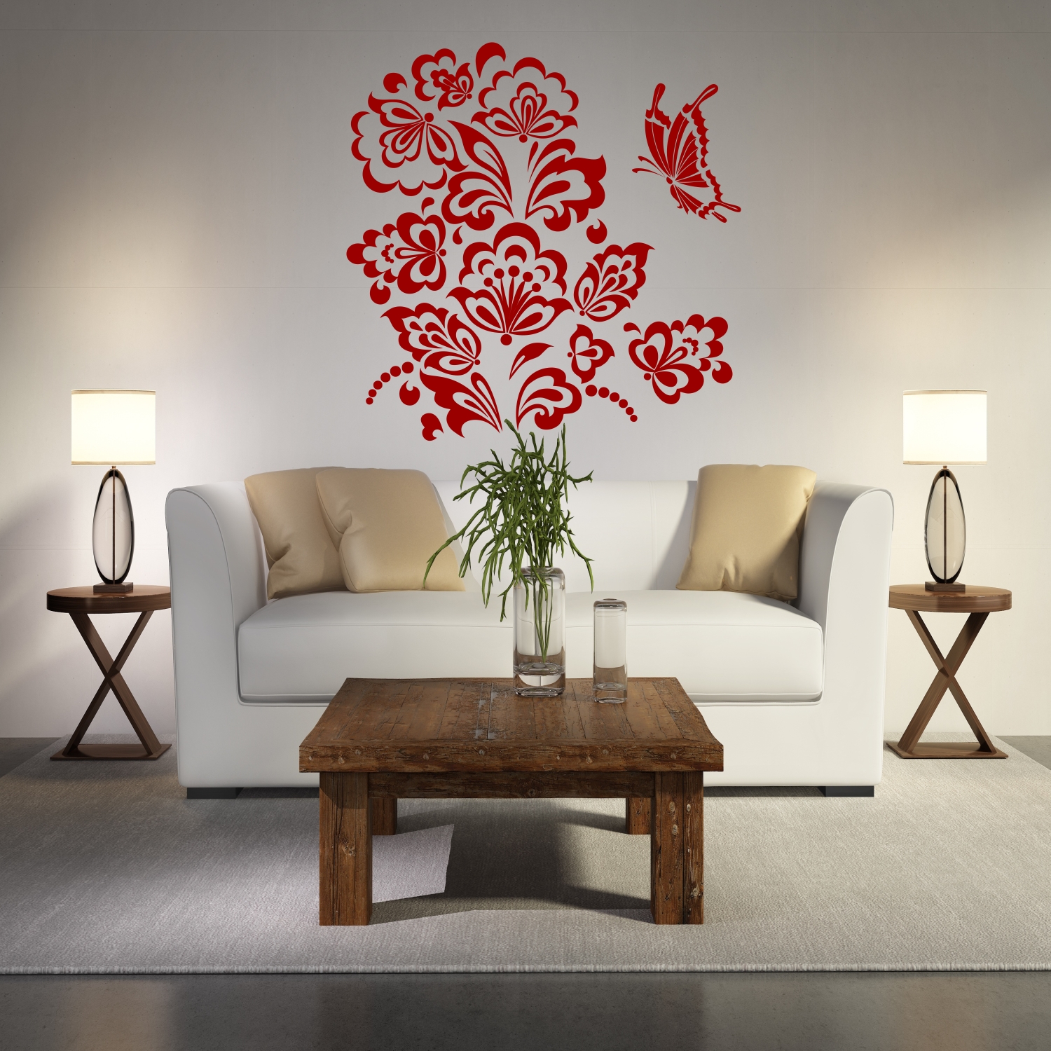 Image : Motiv floral cu fluturi